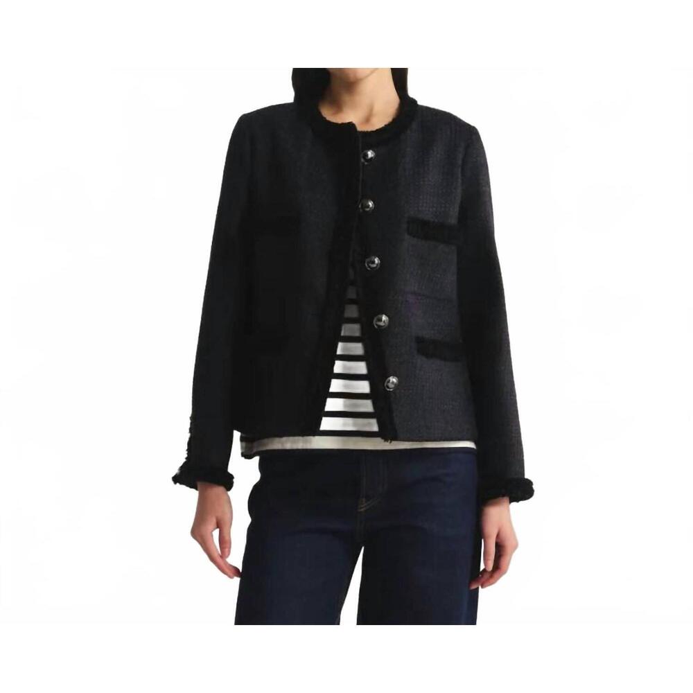 NEW INES DE LA FRESSANGE adelaide patch pocket jacket in blue navy